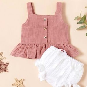 Blush Pink Top/ White Bottoms